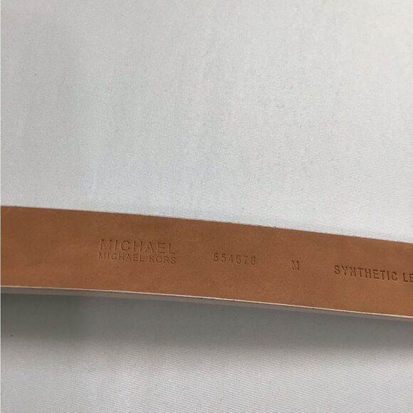 MICHAEL Michael Kors White Synthetic Leather Logo Belt - Picture 5 of 7